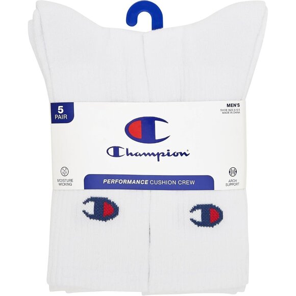 Men's Moisture-wicking Athletic Crew Socks with Cushioning & Arch Support - Picture 2 of 5